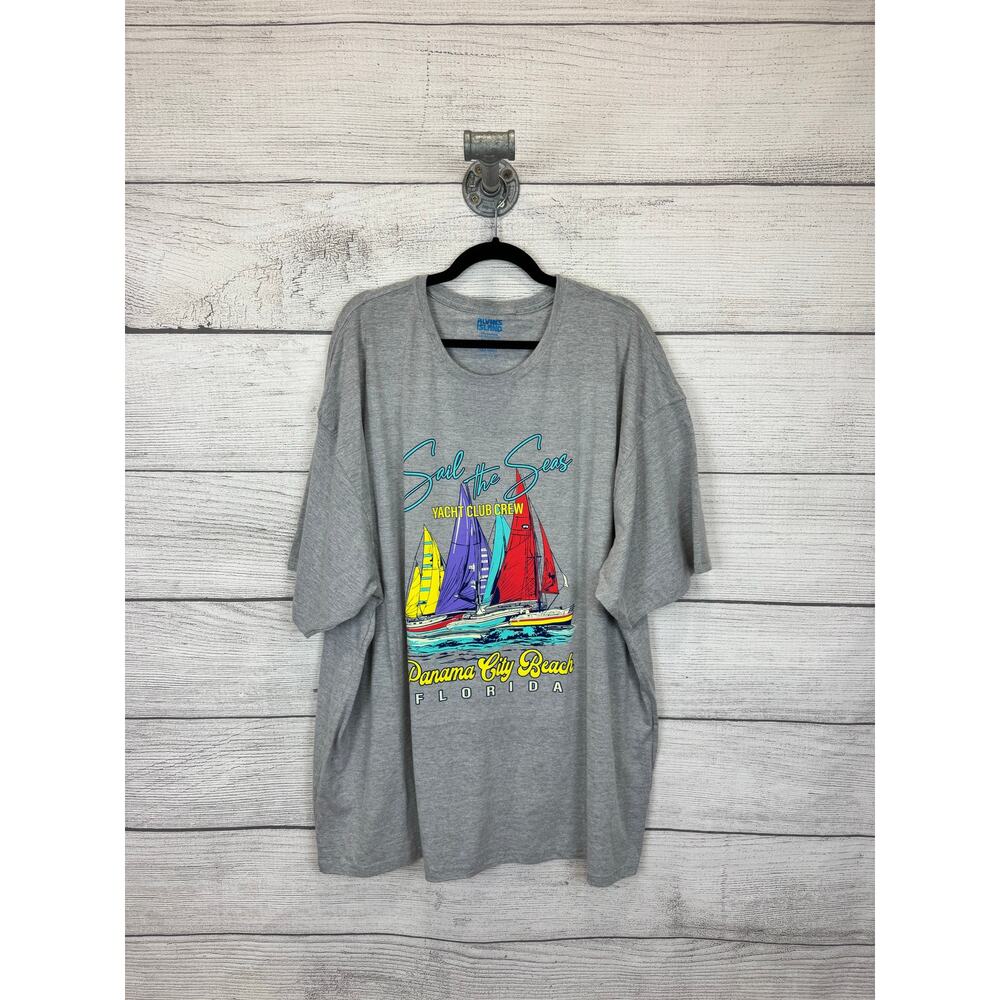 Alvins Island Unisex Gray Sailboat Panama City Beach FL Graphic Tee Size 4X